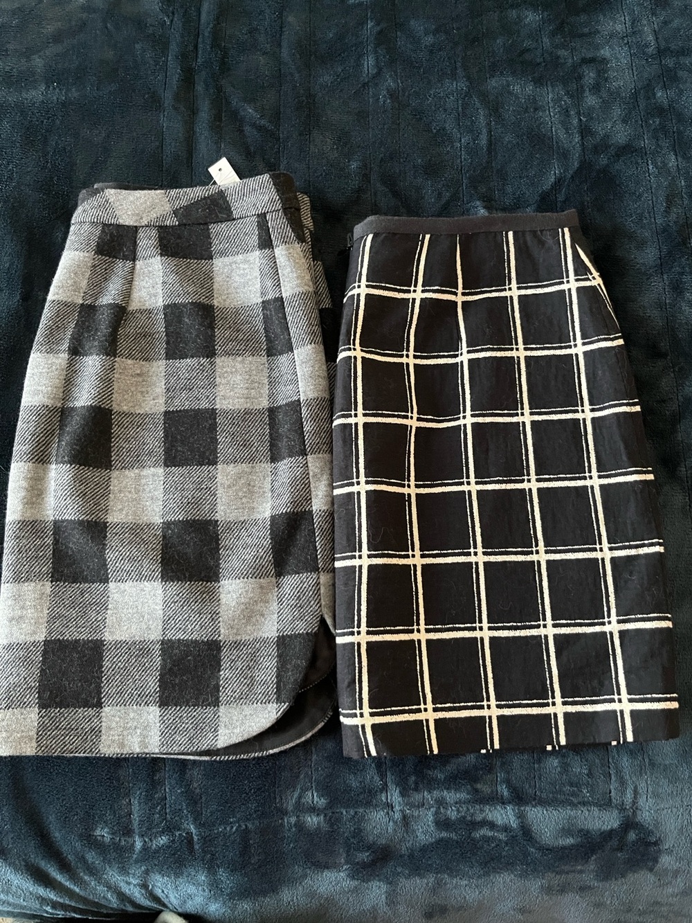 Bundle!! Madewell Black & Gray Plaid A-Line and Checked Skirts